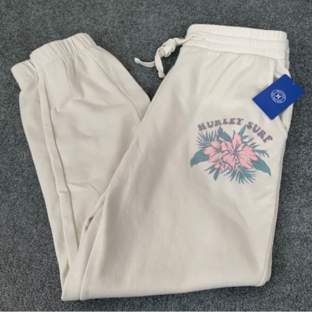 Hurley Cream Sweatpants with Floral Design